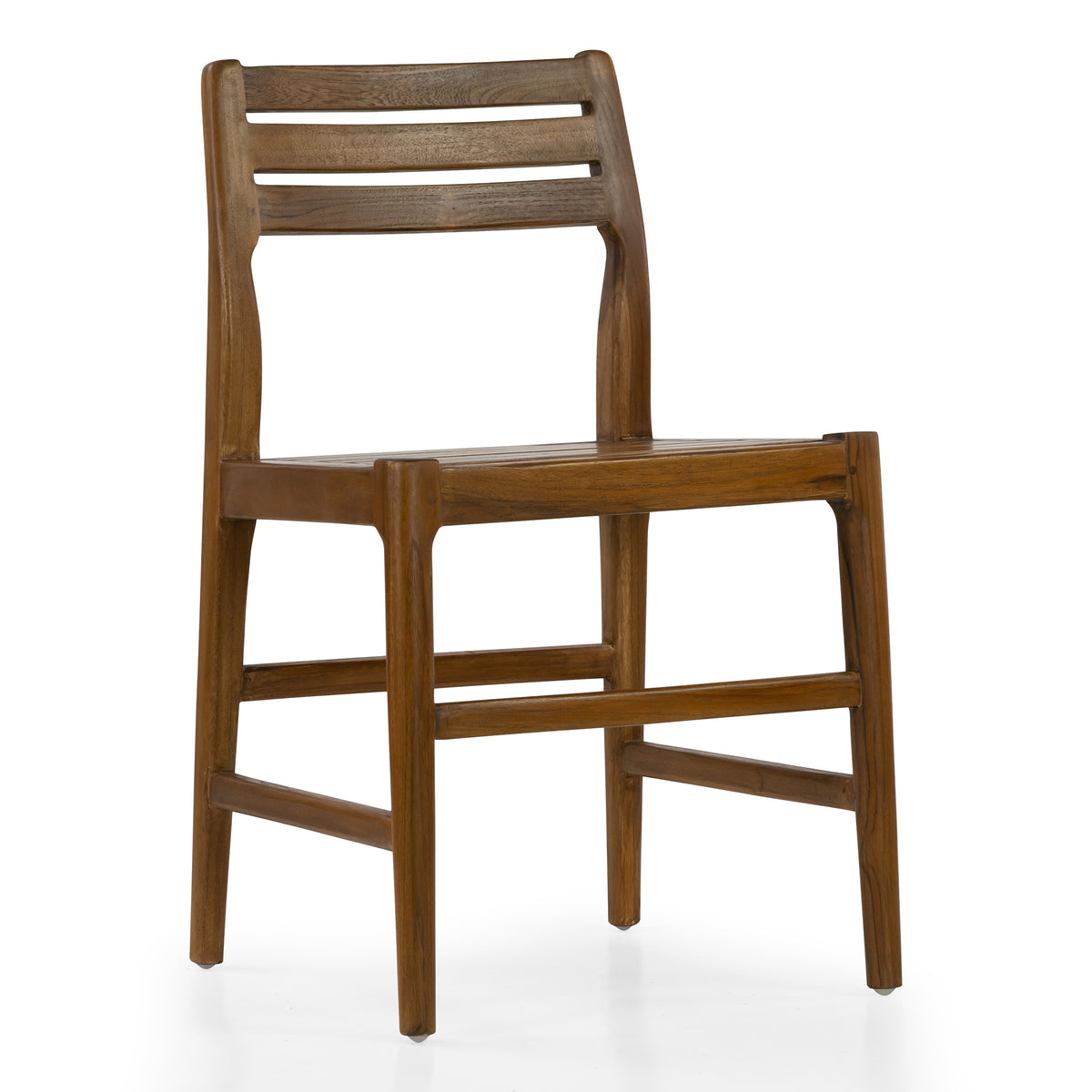 Set of 2 Blas Brown Teakwood Indoor/Outdoor Dining Chair with Slatted Seat and Back
