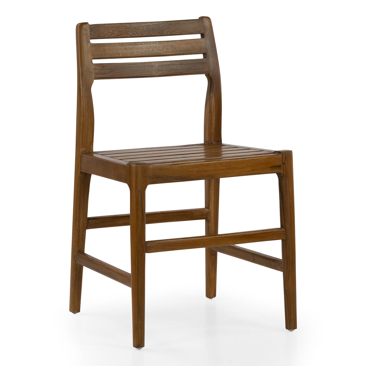 Set of 2 Blas Brown Teakwood Indoor/Outdoor Dining Chair with Slatted Seat and Back