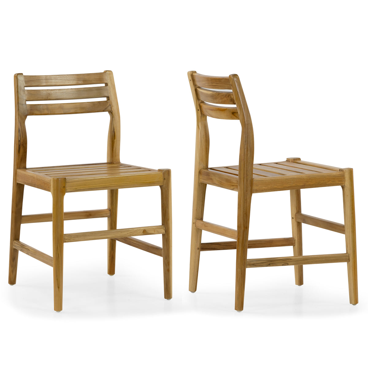 Set of 2 Blas Light Teakwood Indoor/Outdoor Dining Chair with Slatted Seat and Back