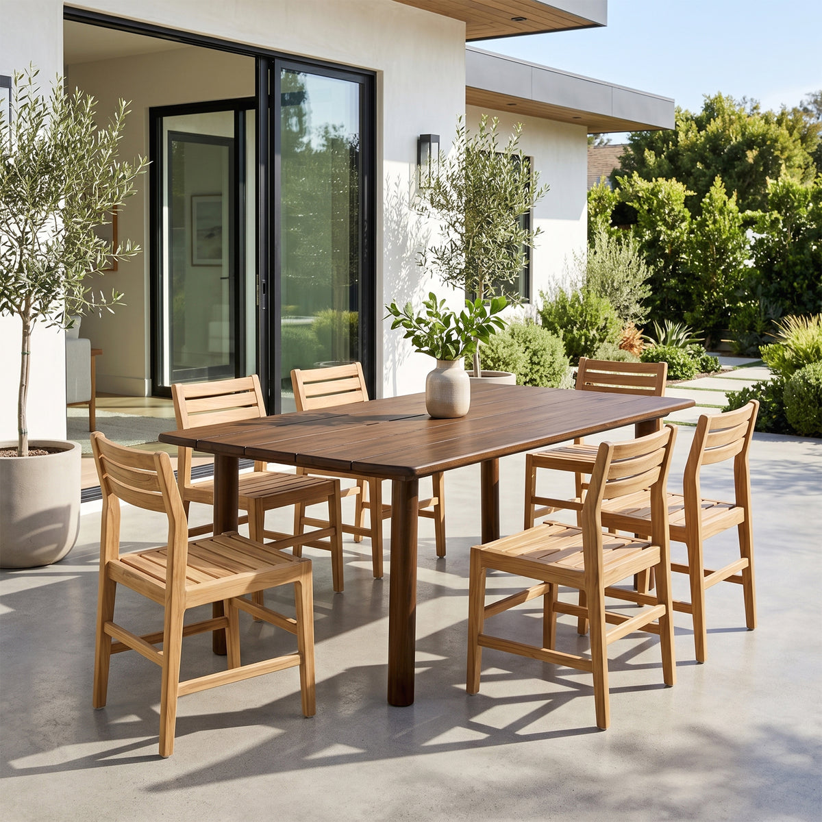 Set of 2 Blas Light Teakwood Indoor/Outdoor Dining Chair with Slatted Seat and Back