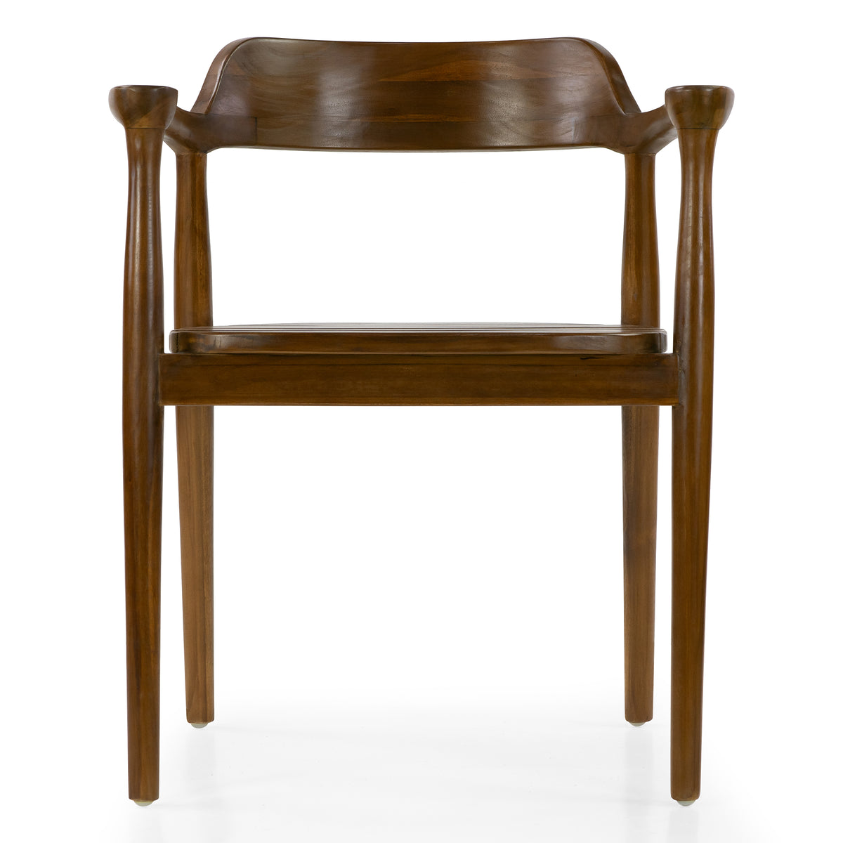 Blenda Brown Teakwood Indoor/Outdoor Dining Chair with Slatted Seat and Curved Back