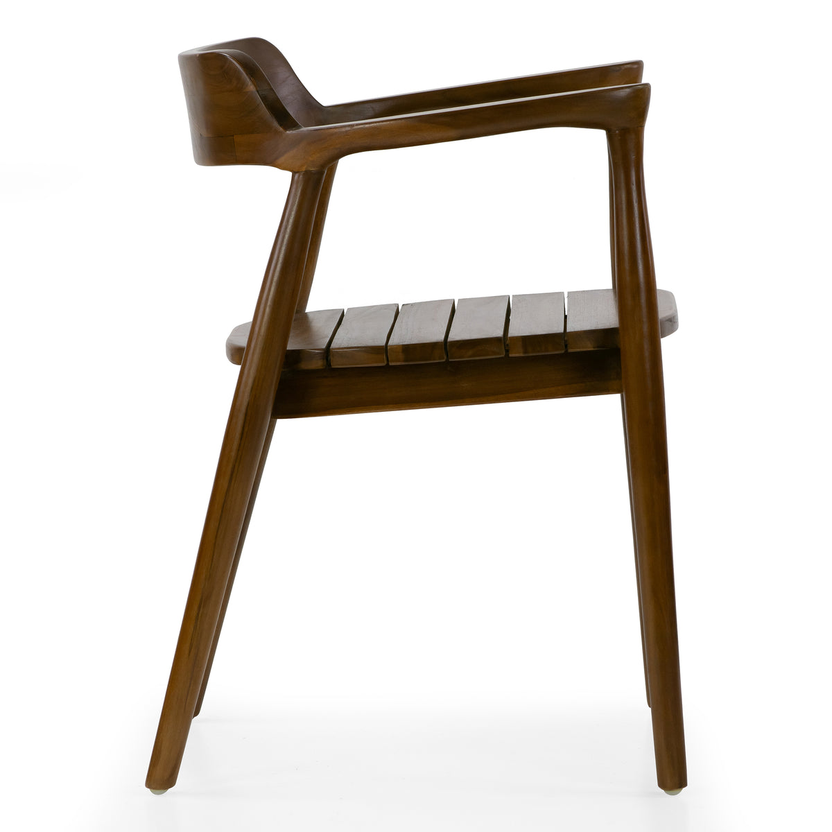 Blenda Brown Teakwood Indoor/Outdoor Dining Chair with Slatted Seat and Curved Back