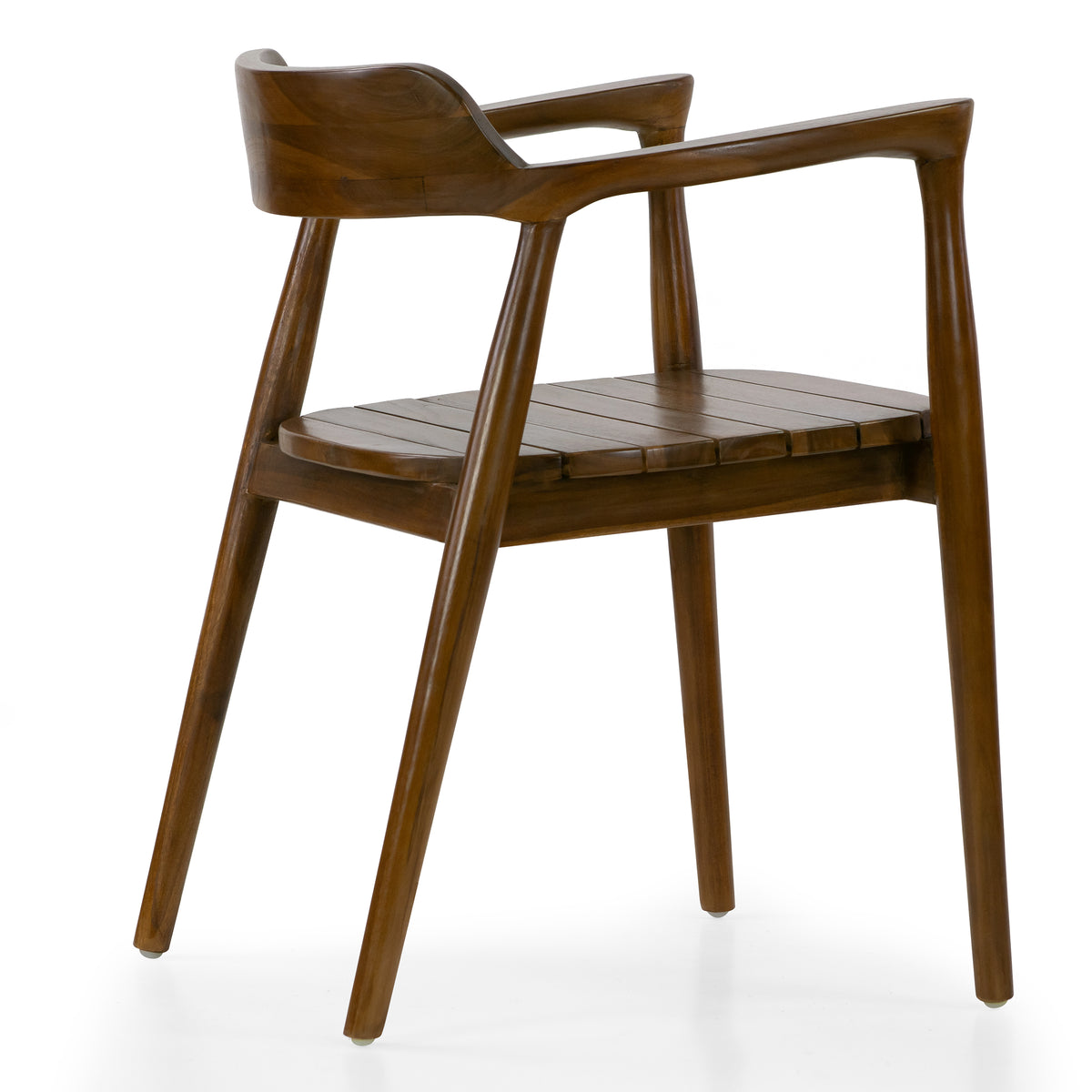 Blenda Brown Teakwood Indoor/Outdoor Dining Chair with Slatted Seat and Curved Back