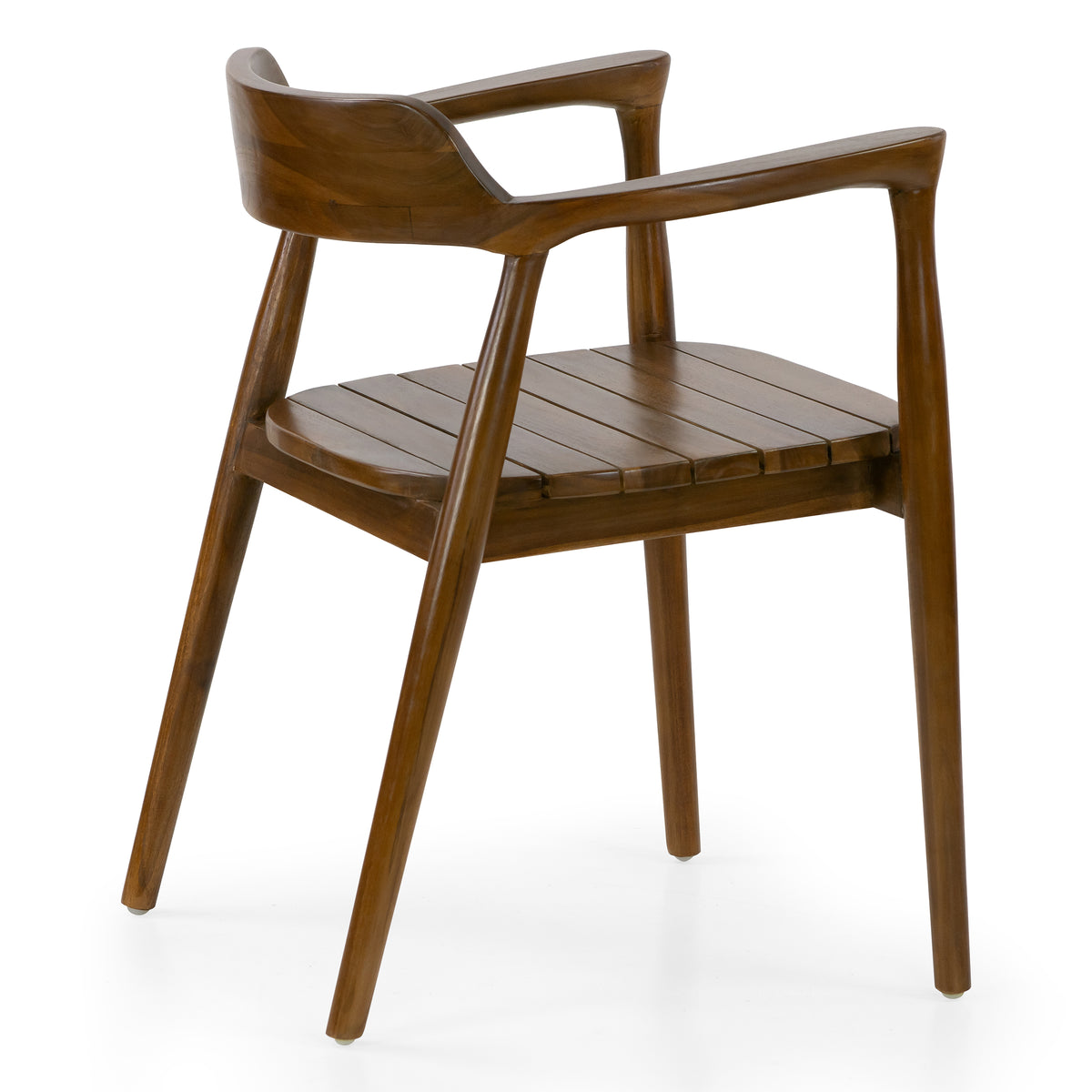 Blenda Brown Teakwood Indoor/Outdoor Dining Chair with Slatted Seat and Curved Back