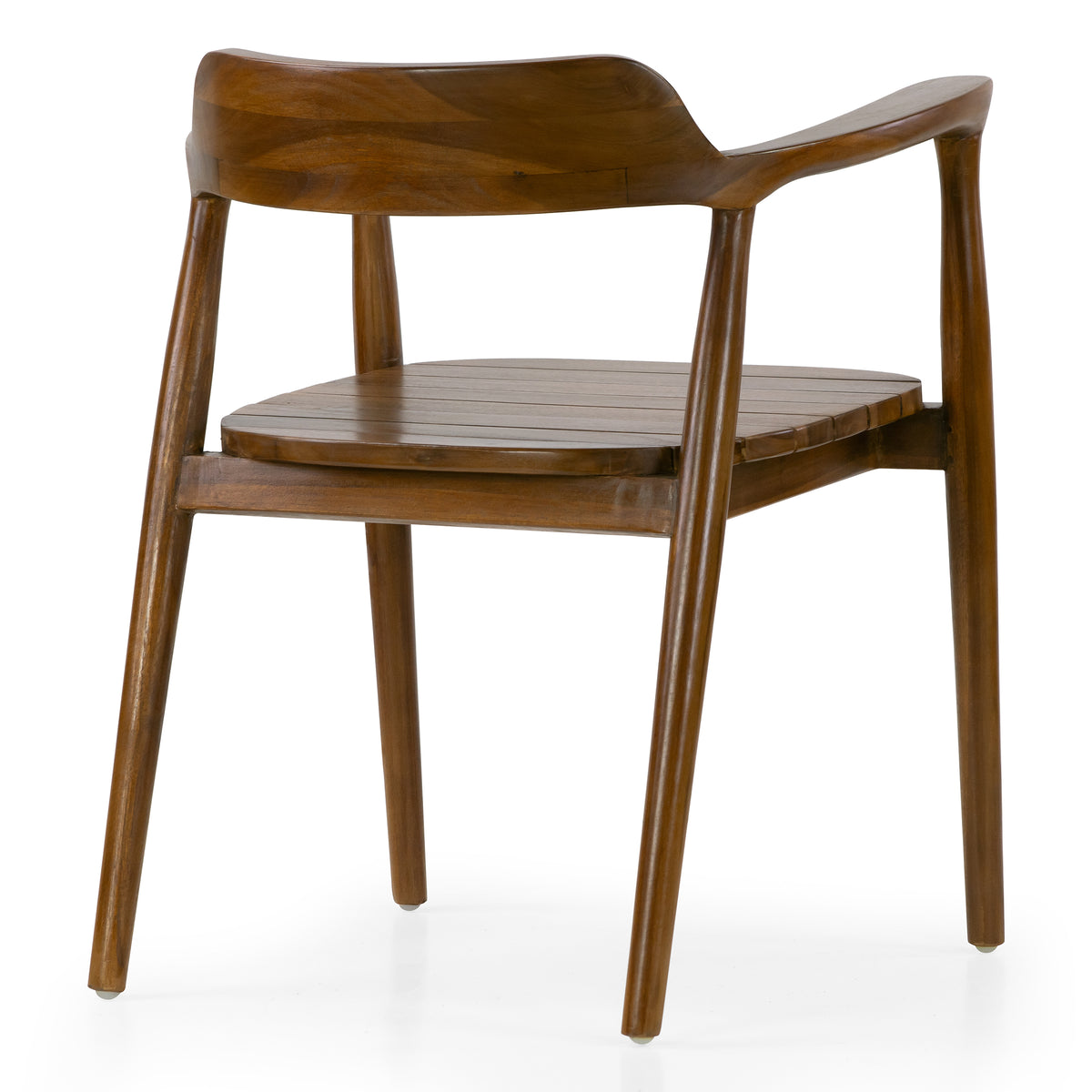 Blenda Brown Teakwood Indoor/Outdoor Dining Chair with Slatted Seat and Curved Back
