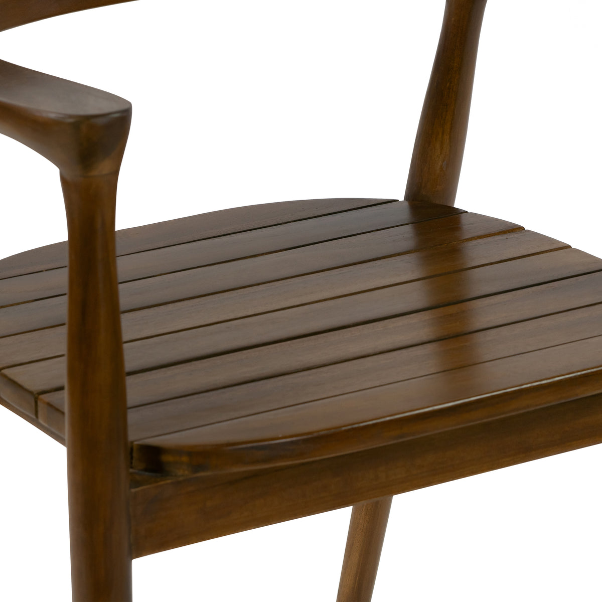 Blenda Brown Teakwood Indoor/Outdoor Dining Chair with Slatted Seat and Curved Back