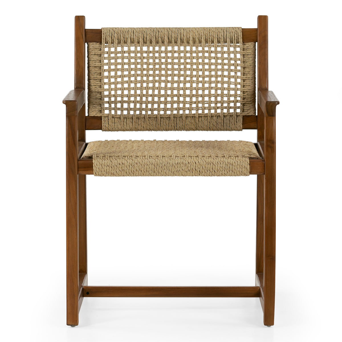 Set of 2 Bojana Brown Teakwood Indoor/Outdoor Dining Chair with Hand-Woven Synthetic Rattan Seat and Back