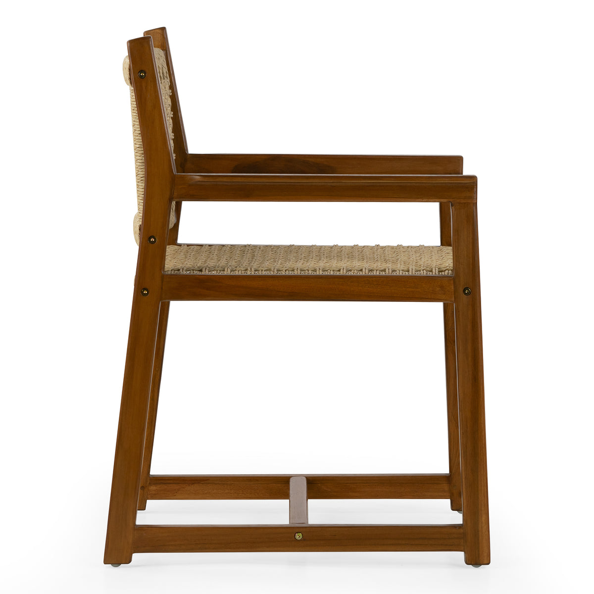Set of 2 Bojana Brown Teakwood Indoor/Outdoor Dining Chair with Hand-Woven Synthetic Rattan Seat and Back