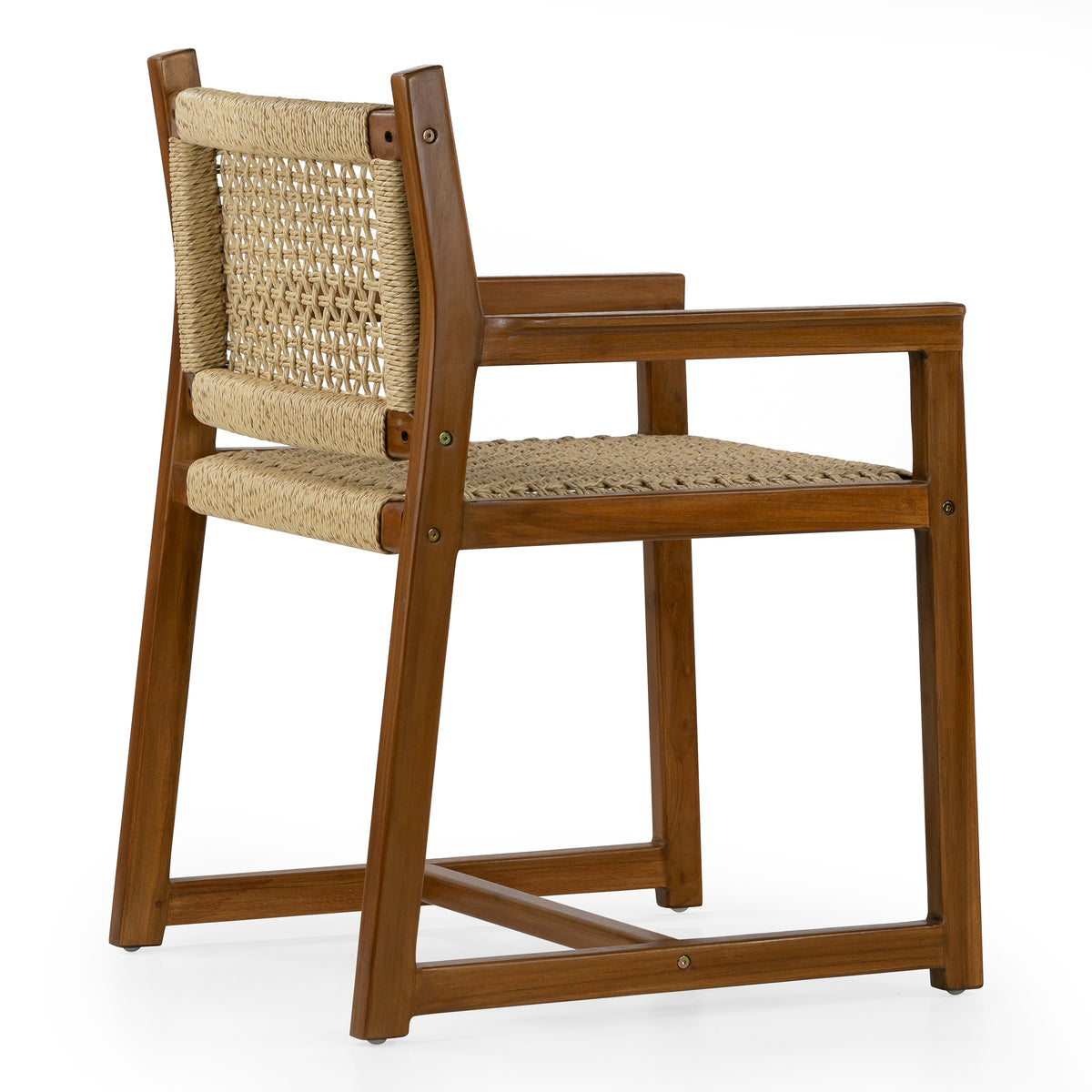 Set of 2 Bojana Brown Teakwood Indoor/Outdoor Dining Chair with Hand-Woven Synthetic Rattan Seat and Back