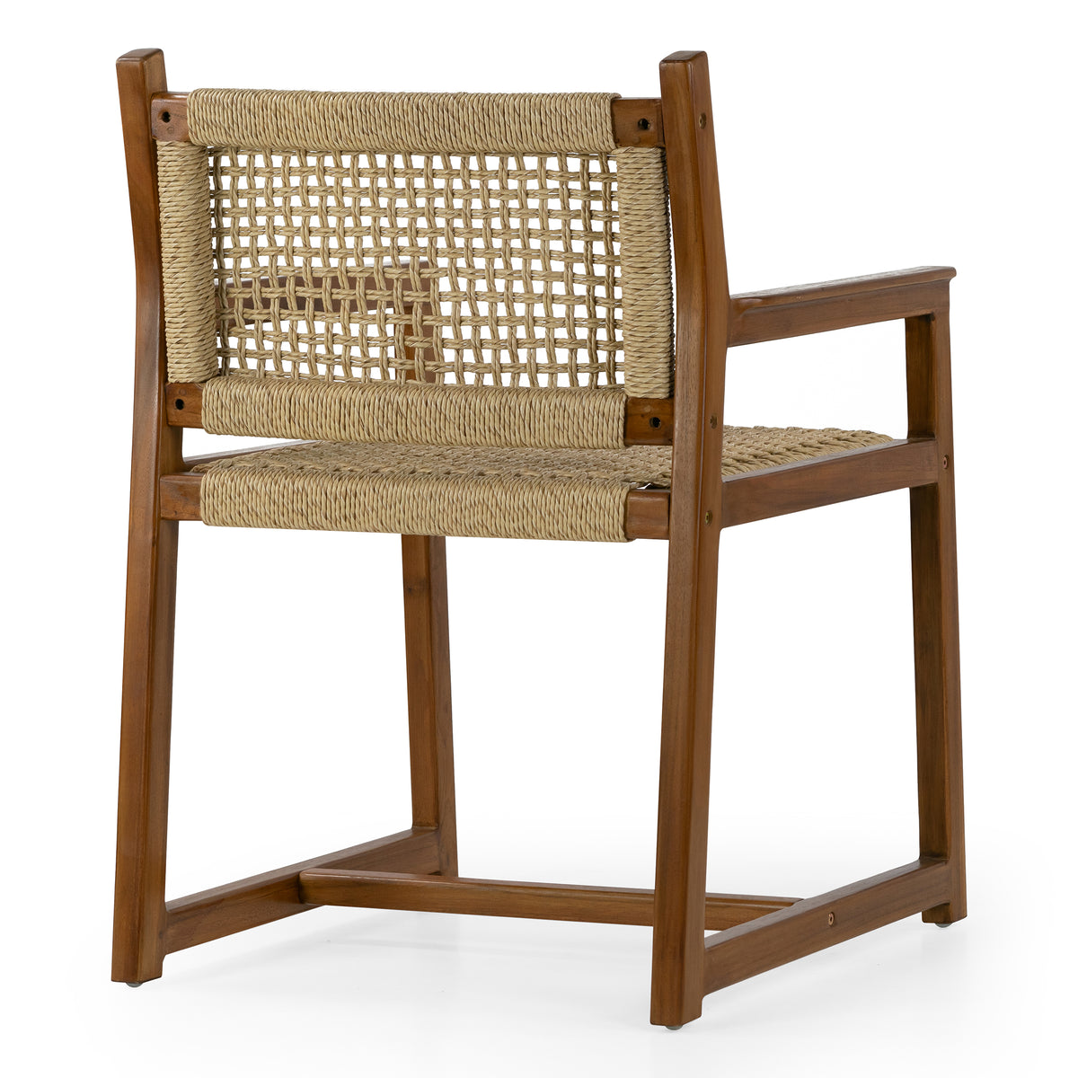Set of 2 Bojana Brown Teakwood Indoor/Outdoor Dining Chair with Hand-Woven Synthetic Rattan Seat and Back