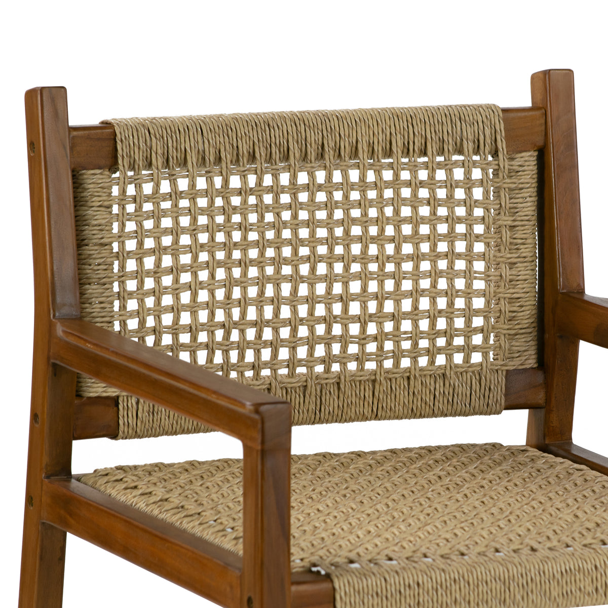 Set of 2 Bojana Brown Teakwood Indoor/Outdoor Dining Chair with Hand-Woven Synthetic Rattan Seat and Back