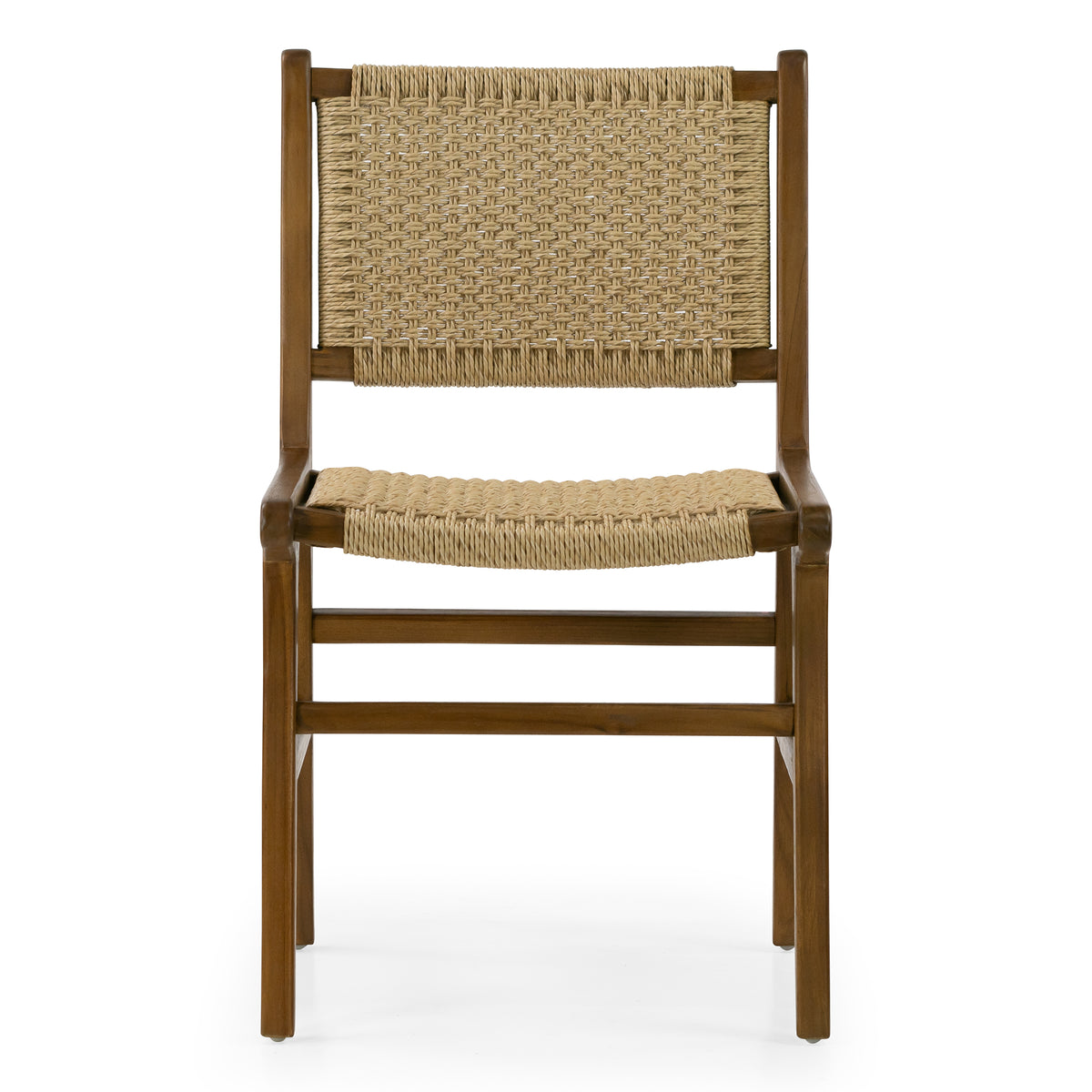 Set of 2 Bolesia Brown Teakwood Indoor/Outdoor Dining Chair with Hand-Woven Synthetic Rattan Seat and Back
