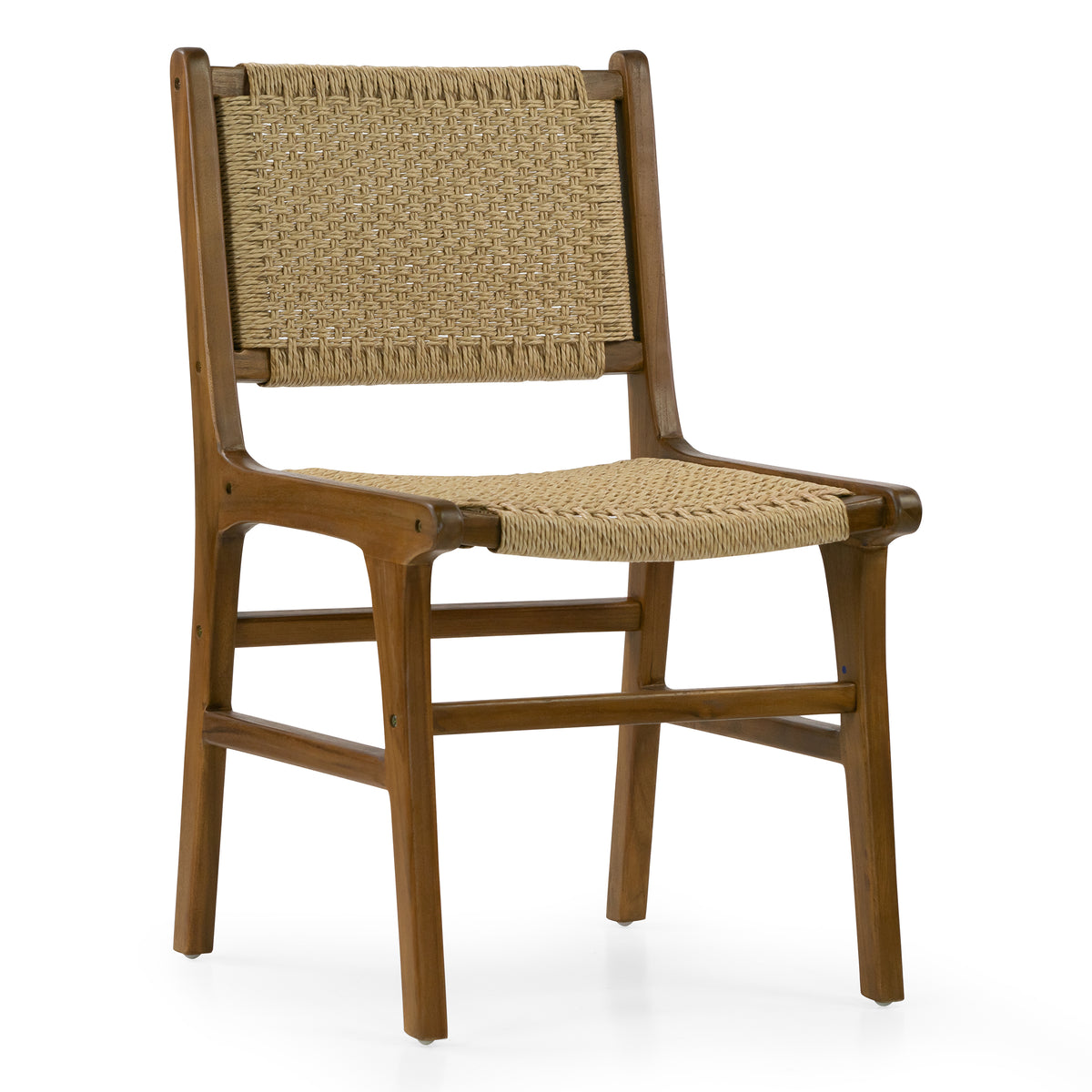 Set of 2 Bolesia Brown Teakwood Indoor/Outdoor Dining Chair with Hand-Woven Synthetic Rattan Seat and Back