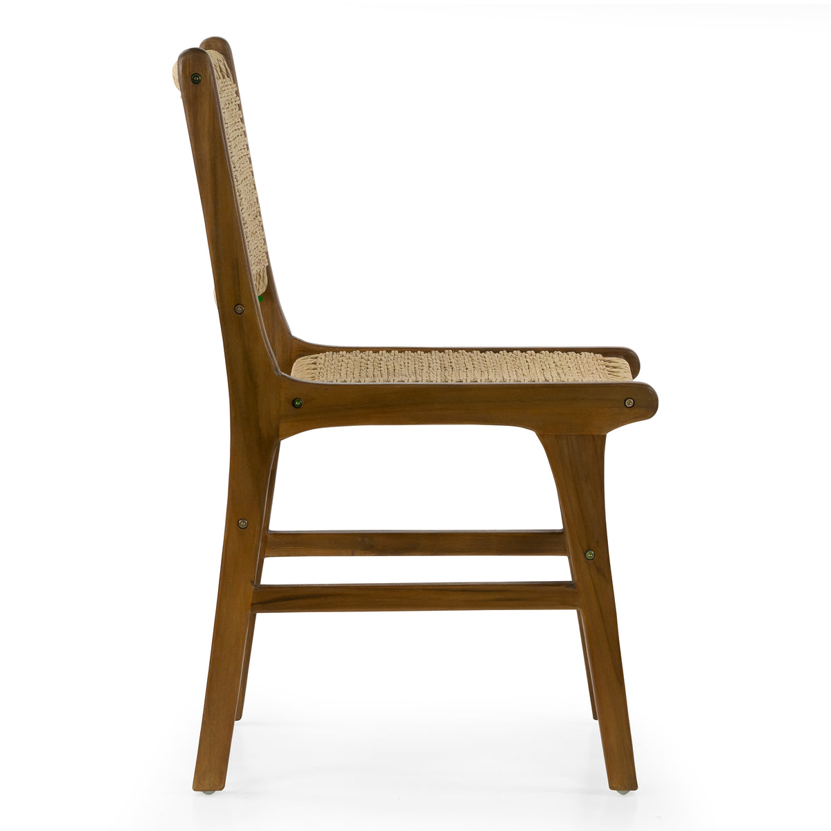 Set of 2 Bolesia Brown Teakwood Indoor/Outdoor Dining Chair with Hand-Woven Synthetic Rattan Seat and Back
