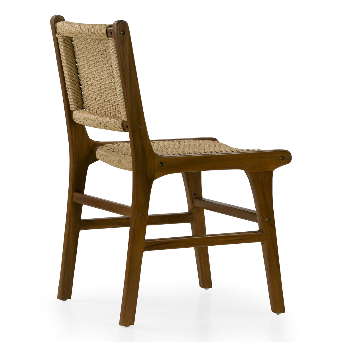 Set of 2 Bolesia Brown Teakwood Indoor/Outdoor Dining Chair with Hand-Woven Synthetic Rattan Seat and Back