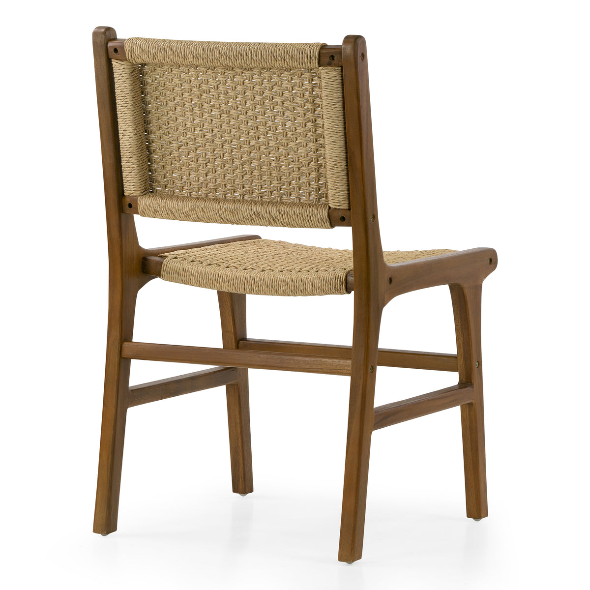 Set of 2 Bolesia Brown Teakwood Indoor/Outdoor Dining Chair with Hand-Woven Synthetic Rattan Seat and Back