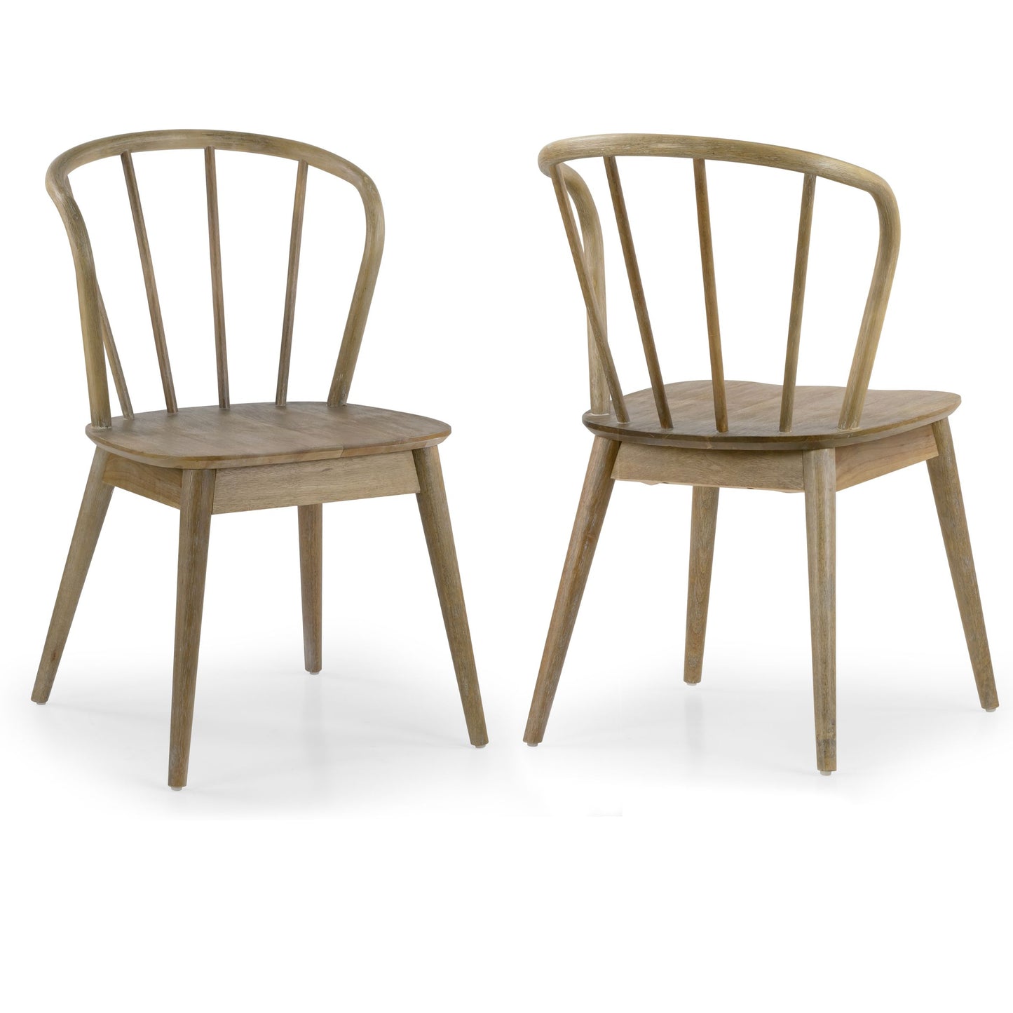 Set of 2 Azure Washed Wood Dining Chair with Windsor Back
