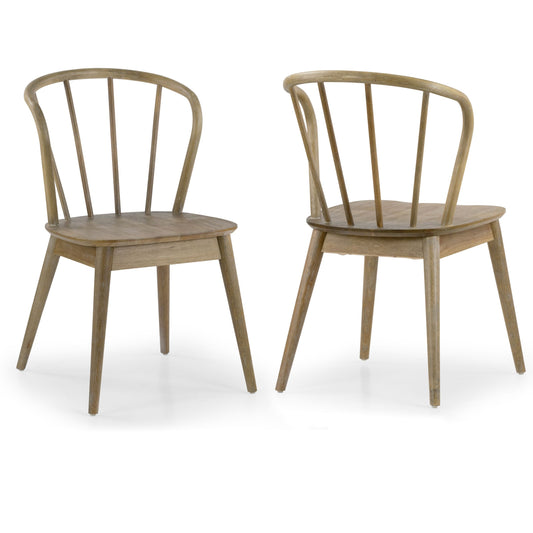 Set of 2 Azure Washed Wood Dining Chair with Windsor Back