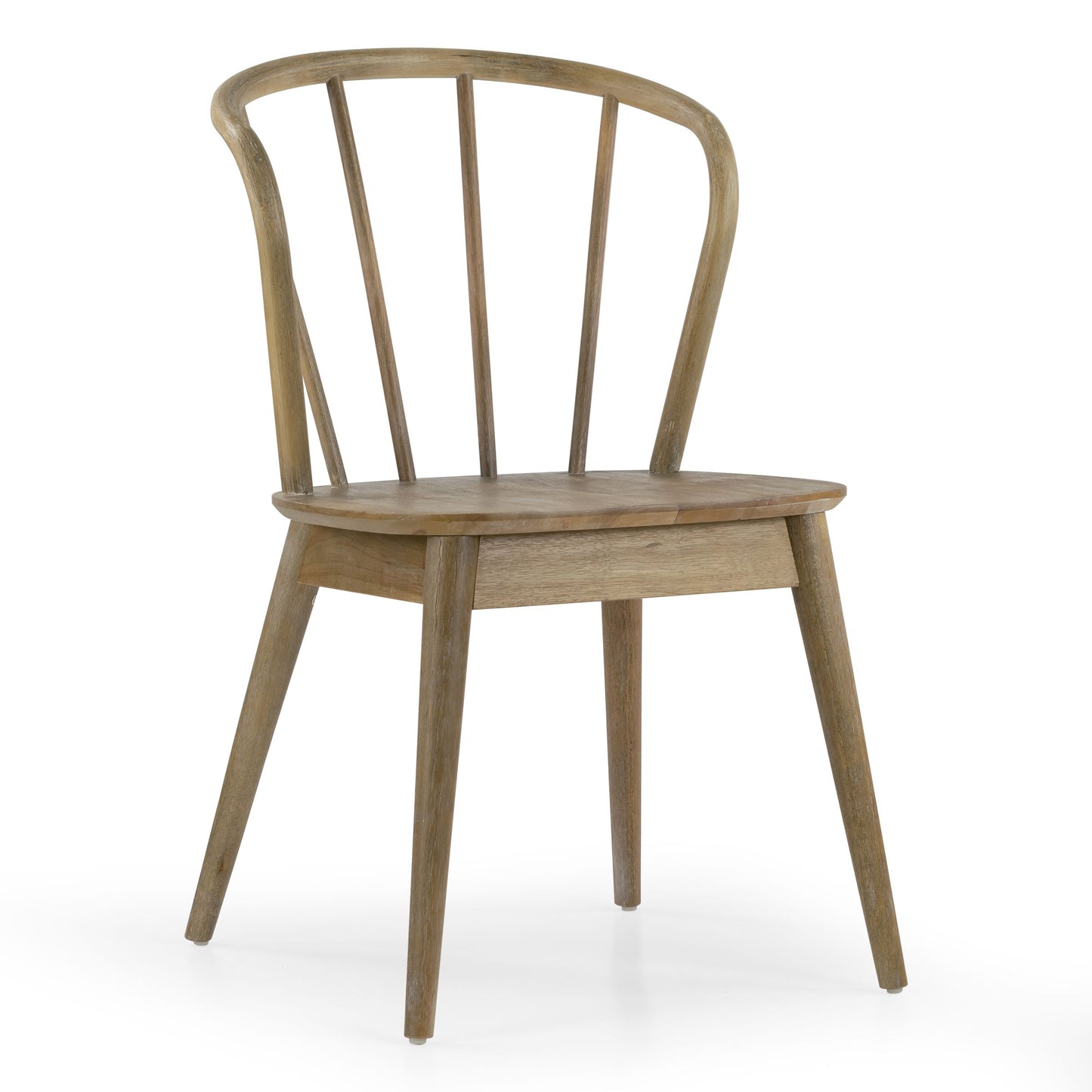 Set of 2 Azure Washed Wood Dining Chair with Windsor Back