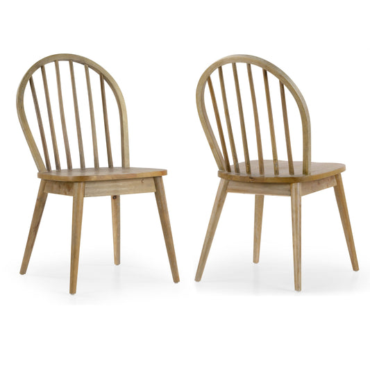 Set of 2 Astra Washed Solid Wood Chair with Windsor Back