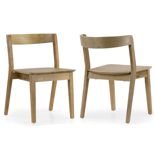Set of 2 Astor Washed Solid Wood Chair with Curved Back