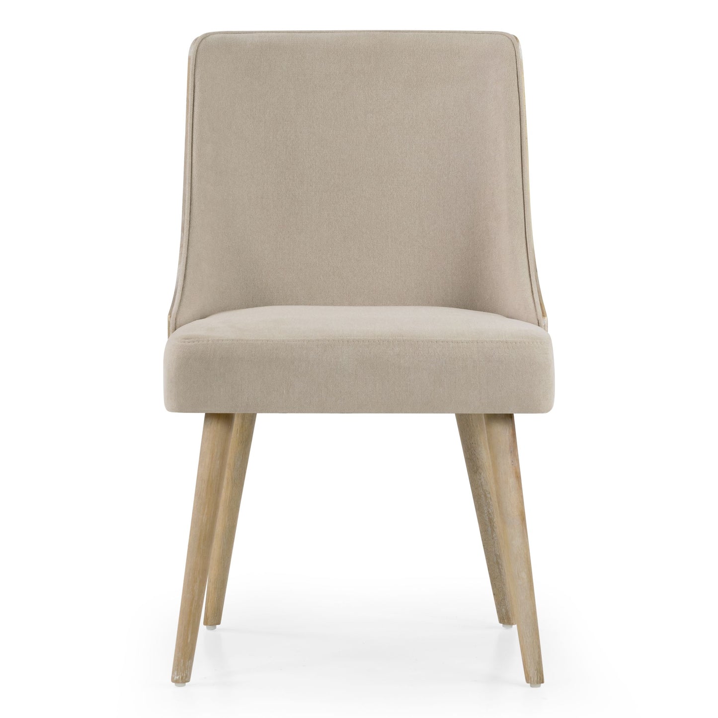 Set of 2 Esmy Beige Fabric Chair with Washed Bentwood Back and Solid Wood Legs