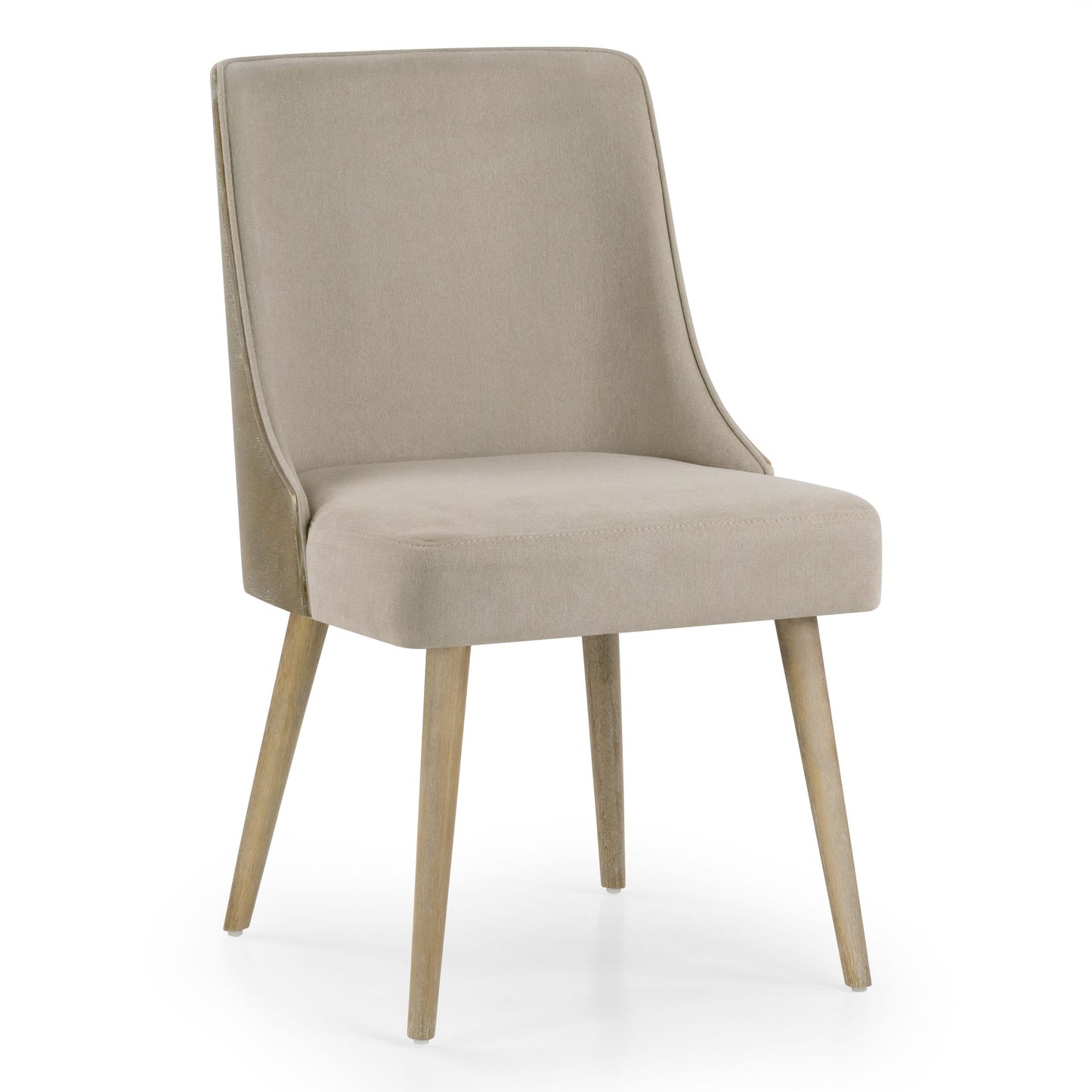 Set of 2 Esmy Beige Fabric Chair with Washed Bentwood Back and Solid Wood Legs