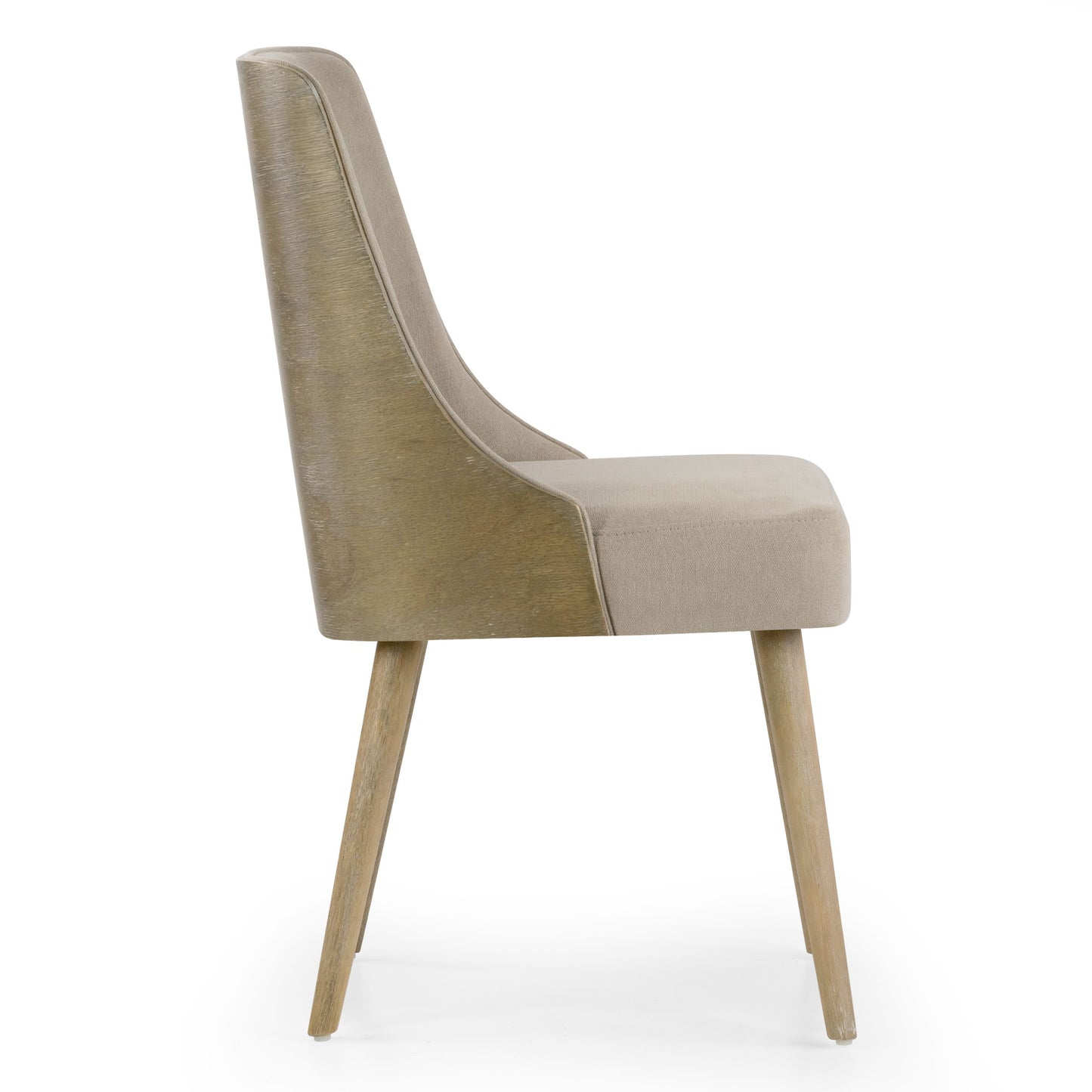 Set of 2 Esmy Beige Fabric Chair with Washed Bentwood Back and Solid Wood Legs