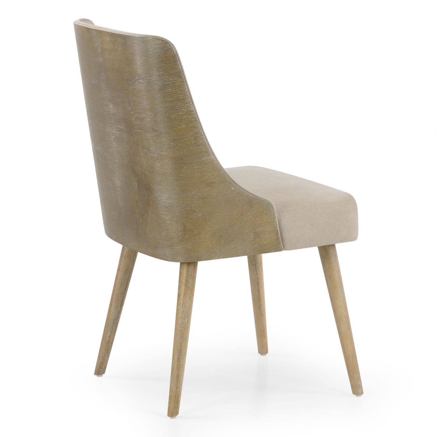 Set of 2 Esmy Beige Fabric Chair with Washed Bentwood Back and Solid Wood Legs