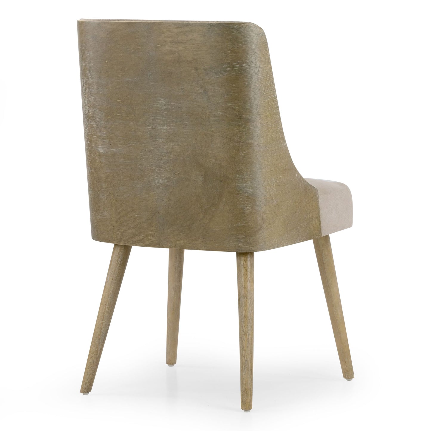 Set of 2 Esmy Beige Fabric Chair with Washed Bentwood Back and Solid Wood Legs