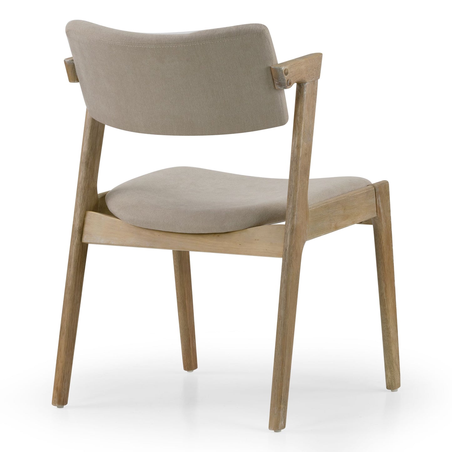 Set of 2 Auden Retro Modern Washed Wood Wing Chair with Beige Fabric Seat