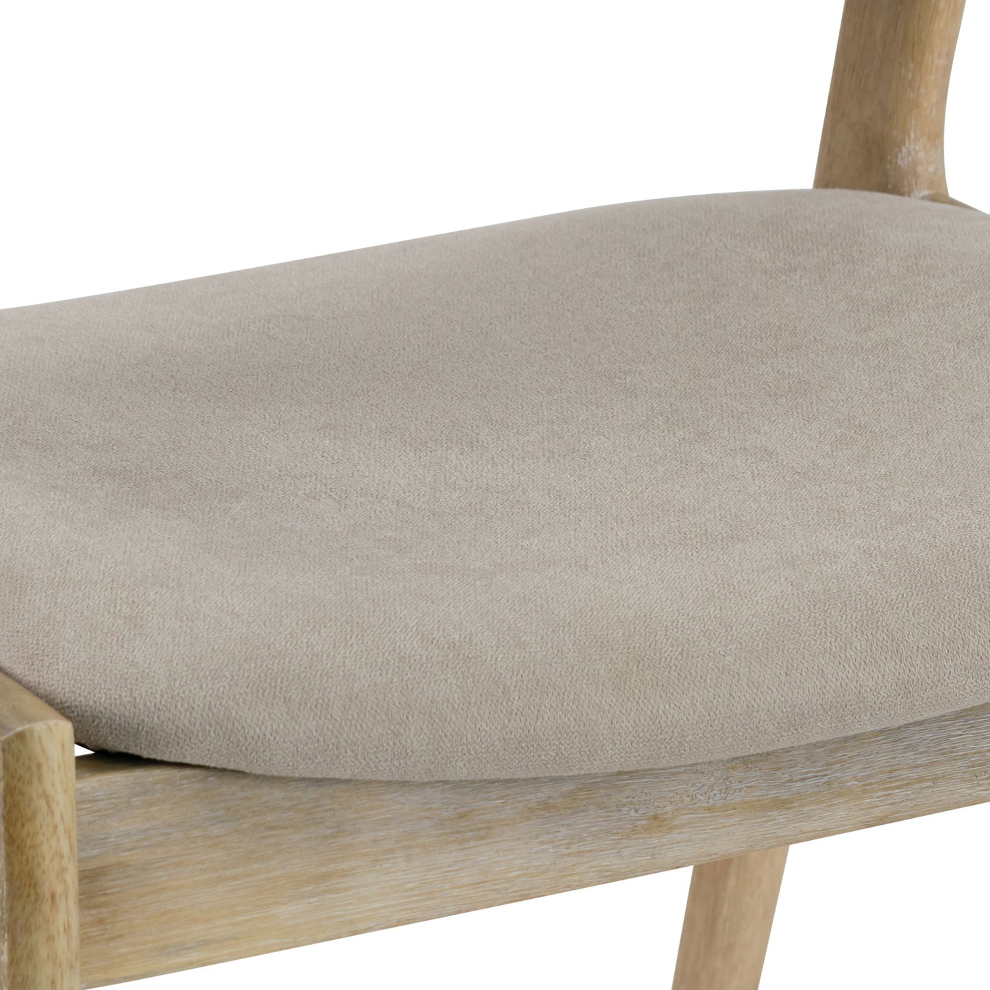 Set of 2 Auden Retro Modern Washed Wood Wing Chair with Beige Fabric Seat