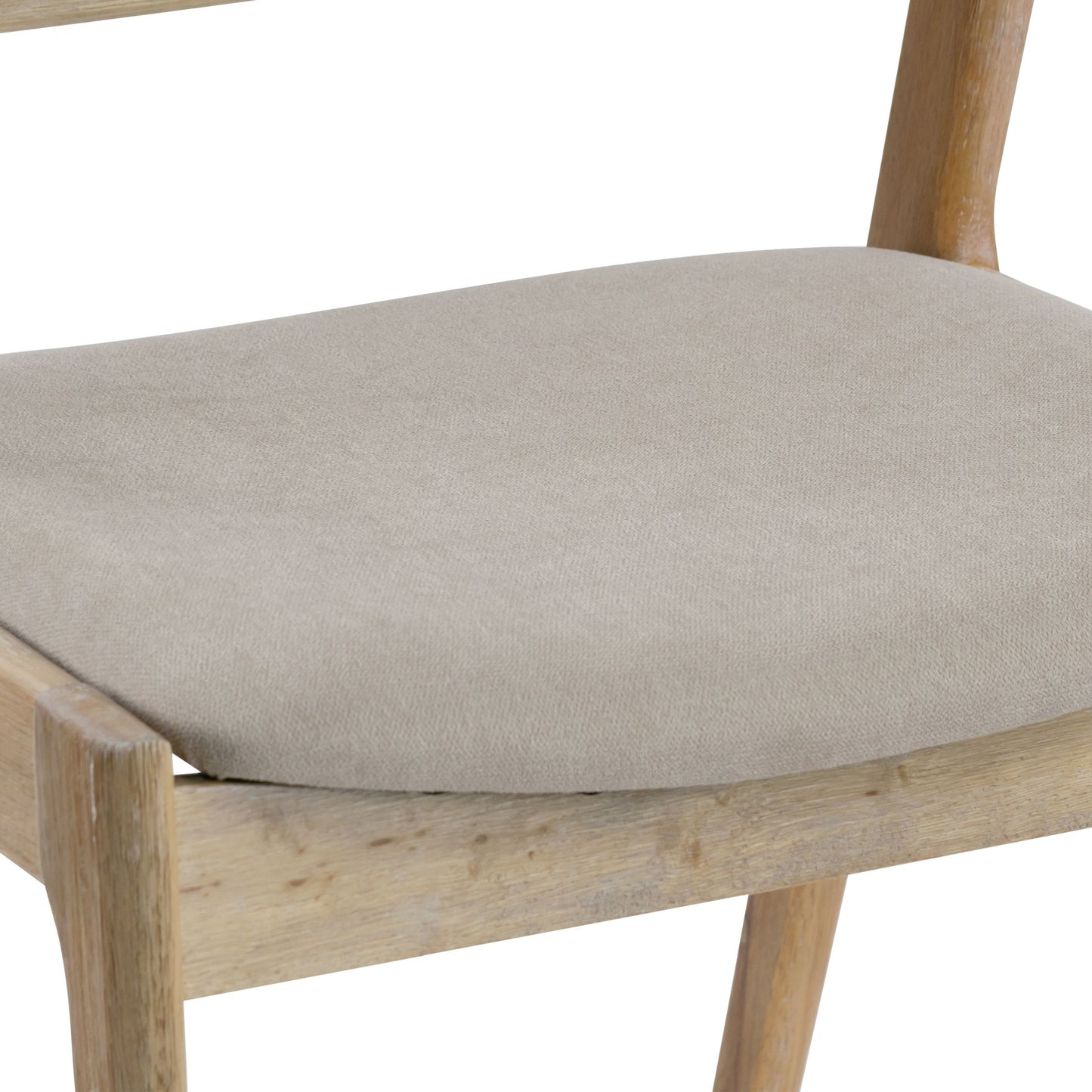 Set of 2 Azula Beige Fabric Dining Chair with Rattan Back and Washed Wood Legs