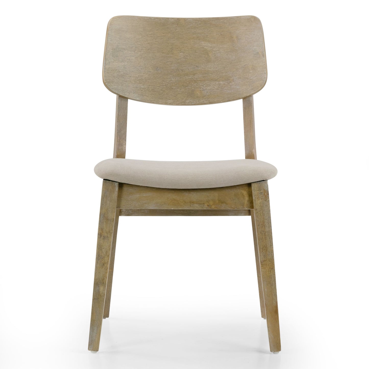 Set of 2 Astin Washed Wood Chair with Beige Fabric Seat