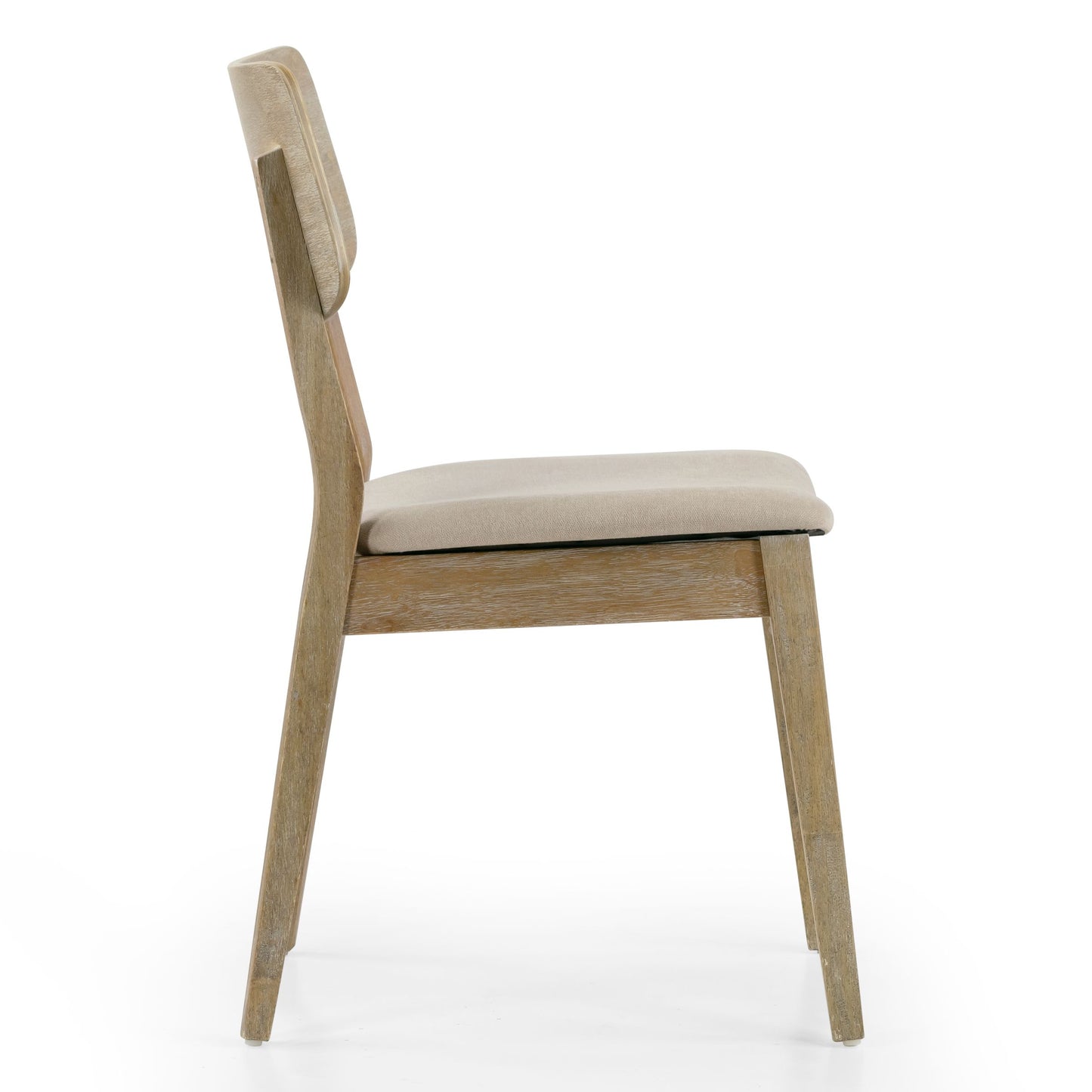 Set of 2 Astin Washed Wood Chair with Beige Fabric Seat