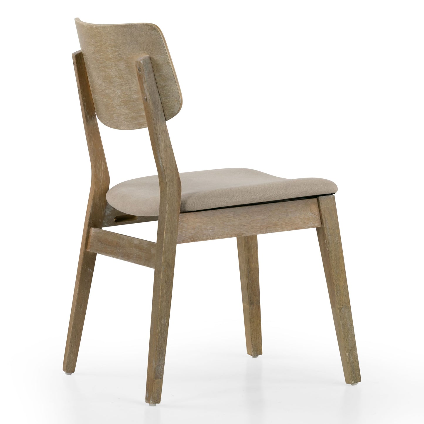Set of 2 Astin Washed Wood Chair with Beige Fabric Seat