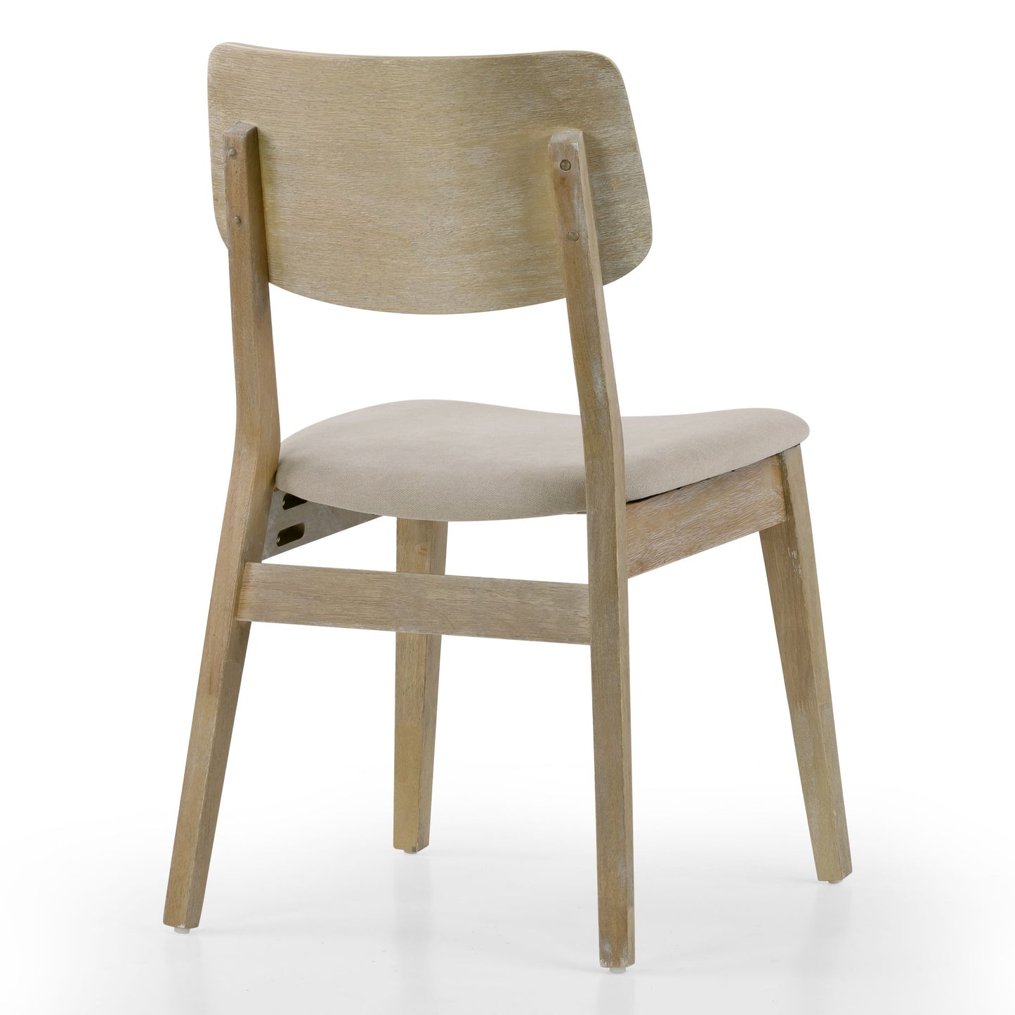 Set of 2 Astin Washed Wood Chair with Beige Fabric Seat