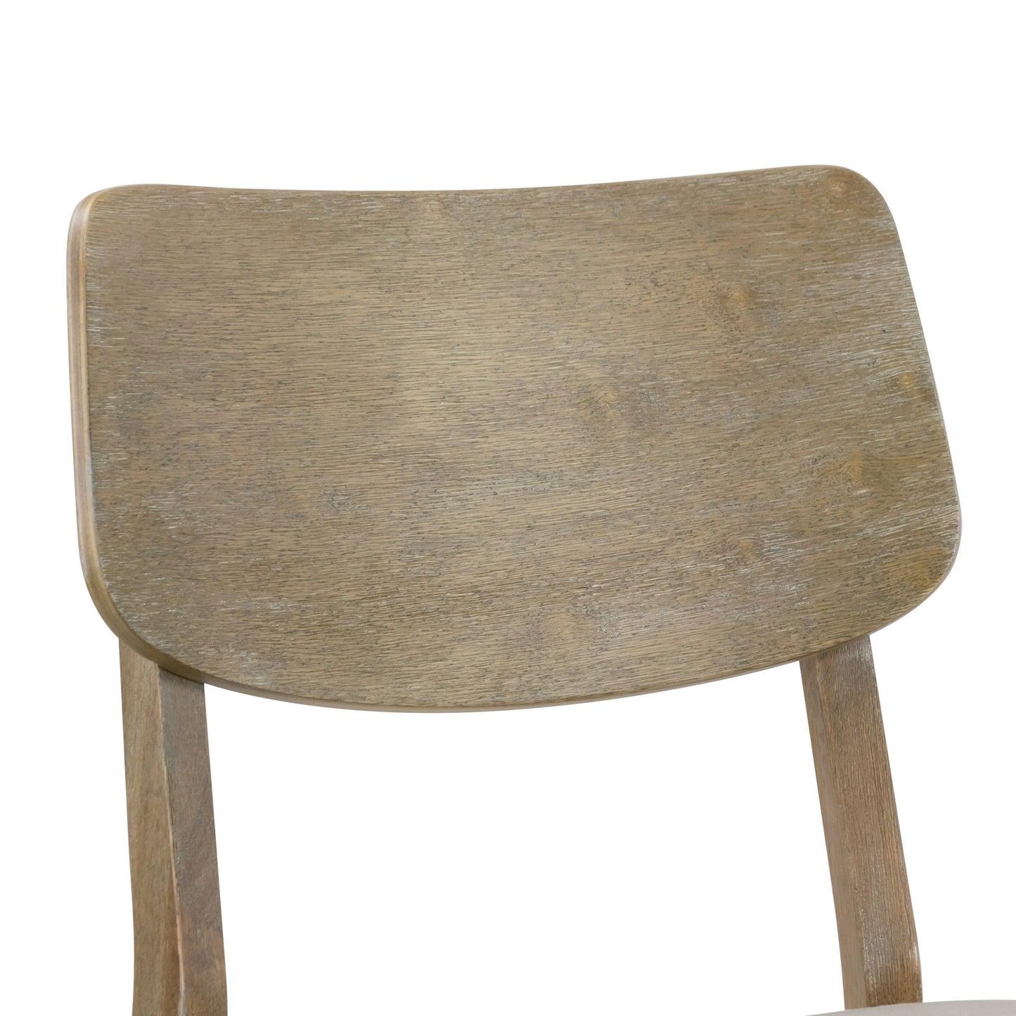 Set of 2 Astin Washed Wood Chair with Beige Fabric Seat