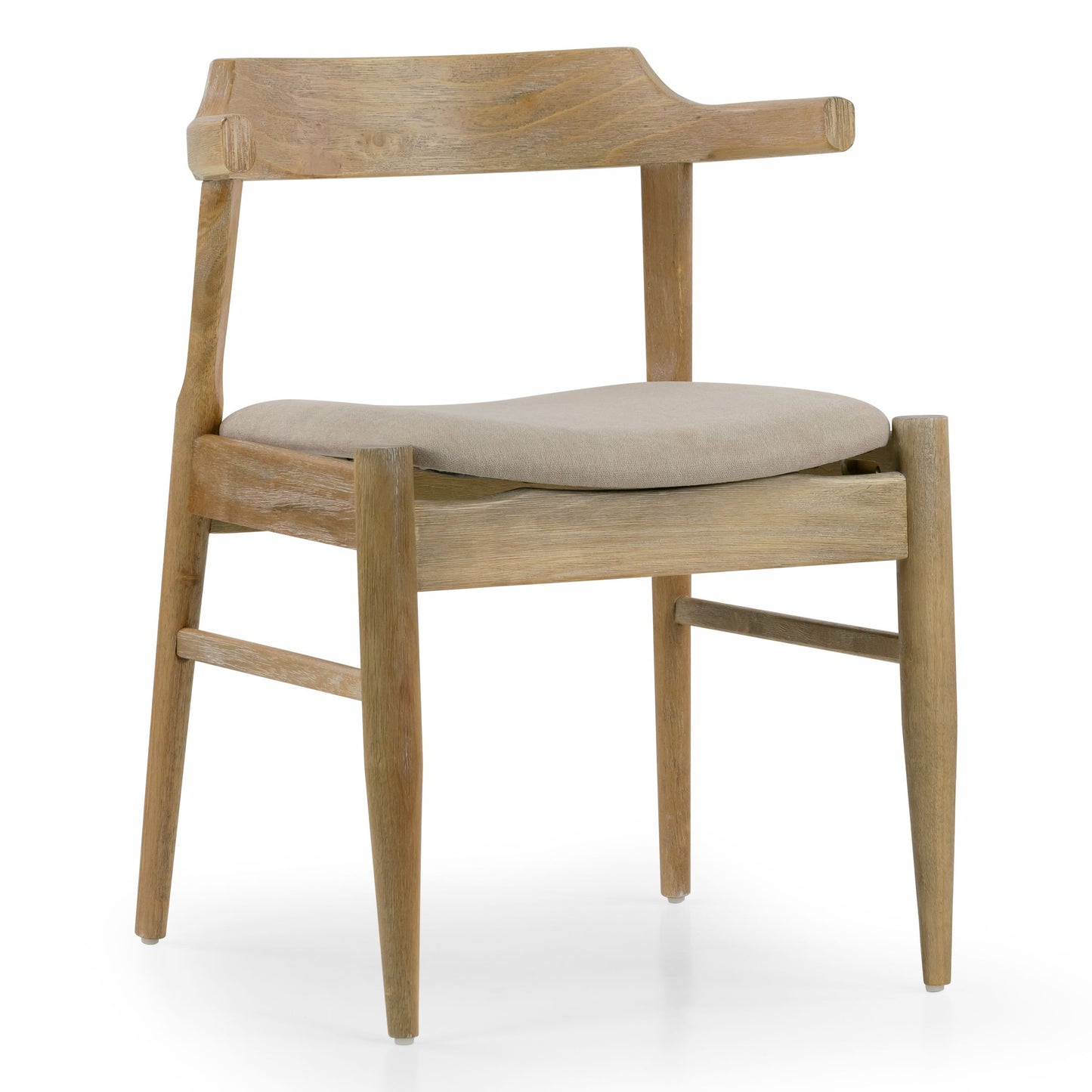 Set of 2 Atlas Retro Modern Washed Wood Chair with Curved Back