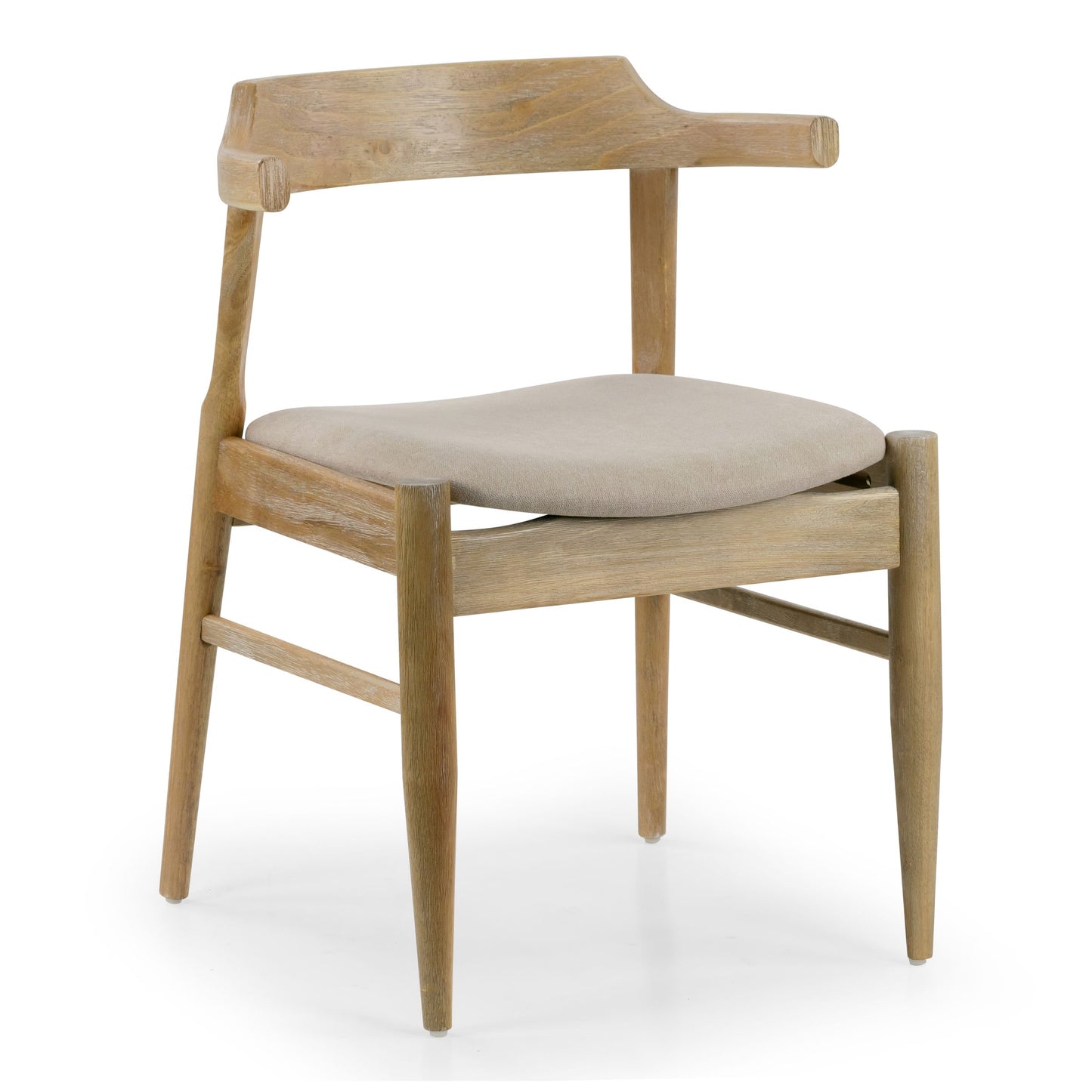 Set of 2 Atlas Retro Modern Washed Wood Chair with Curved Back
