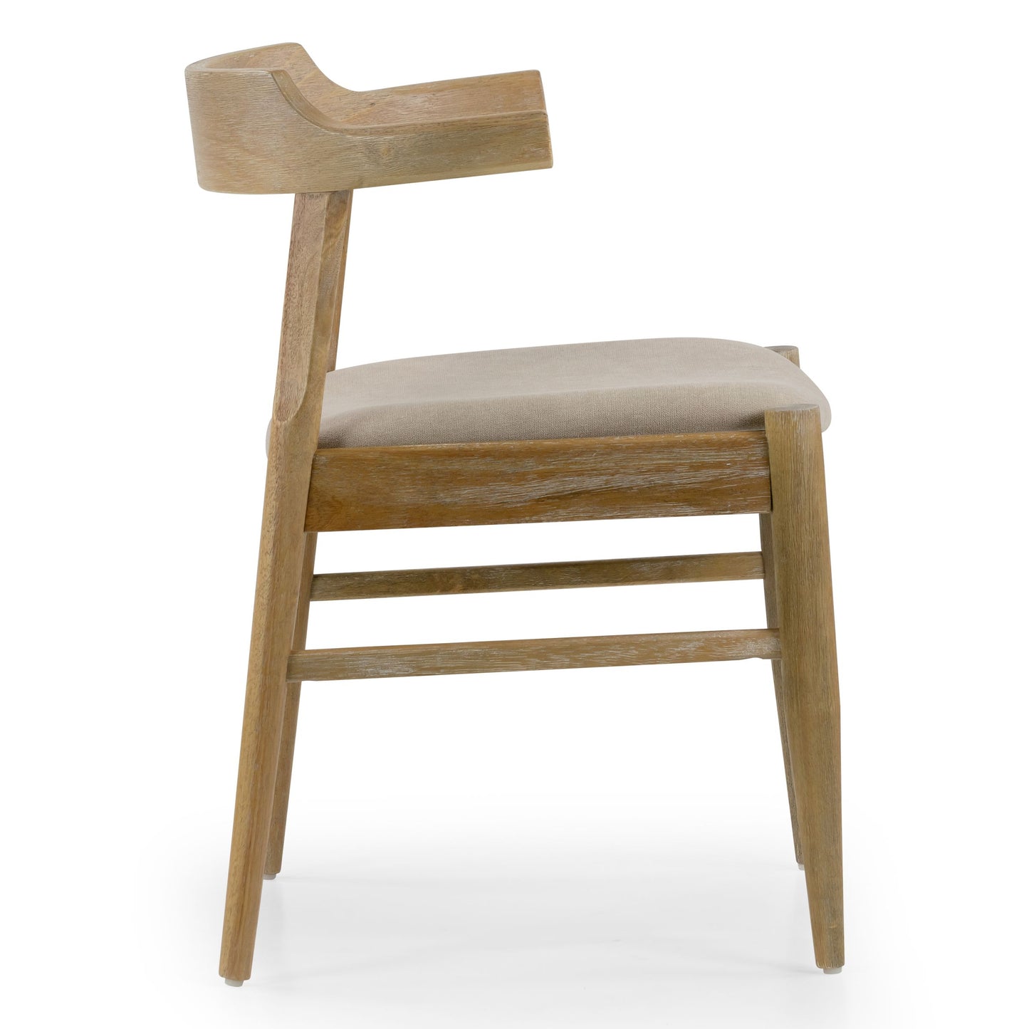 Set of 2 Atlas Retro Modern Washed Wood Chair with Curved Back