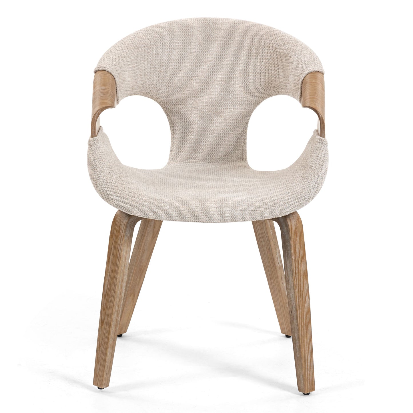 Set of 2 Baylor Beige Fabric Dining Chair with White Washed Wooden Legs