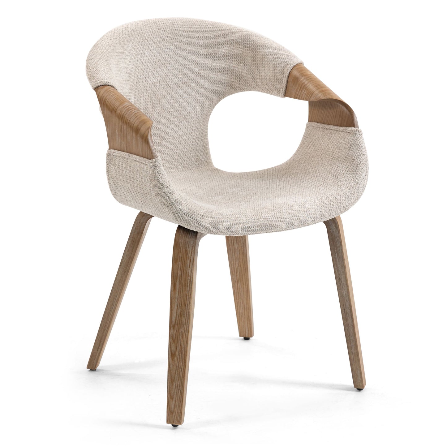 Set of 2 Baylor Beige Fabric Dining Chair with White Washed Wooden Legs