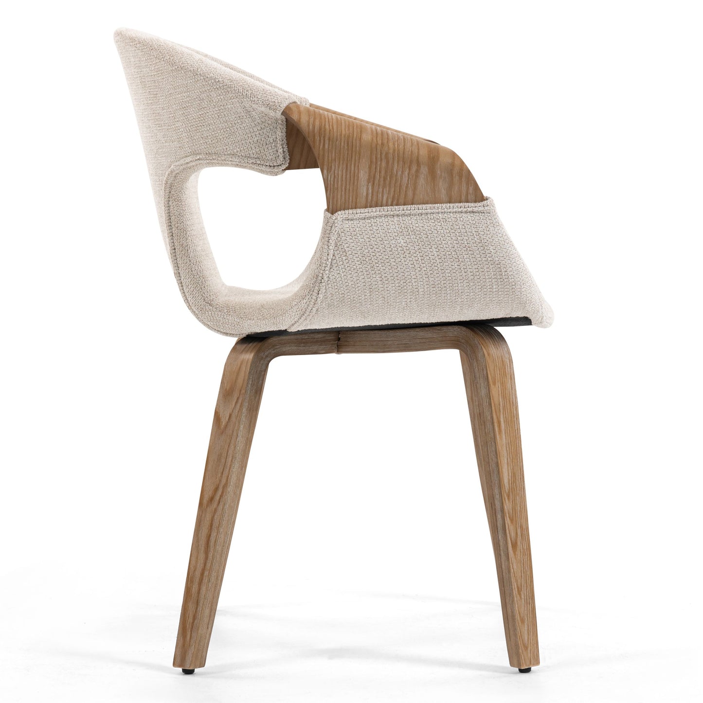 Set of 2 Baylor Beige Fabric Dining Chair with White Washed Wooden Legs