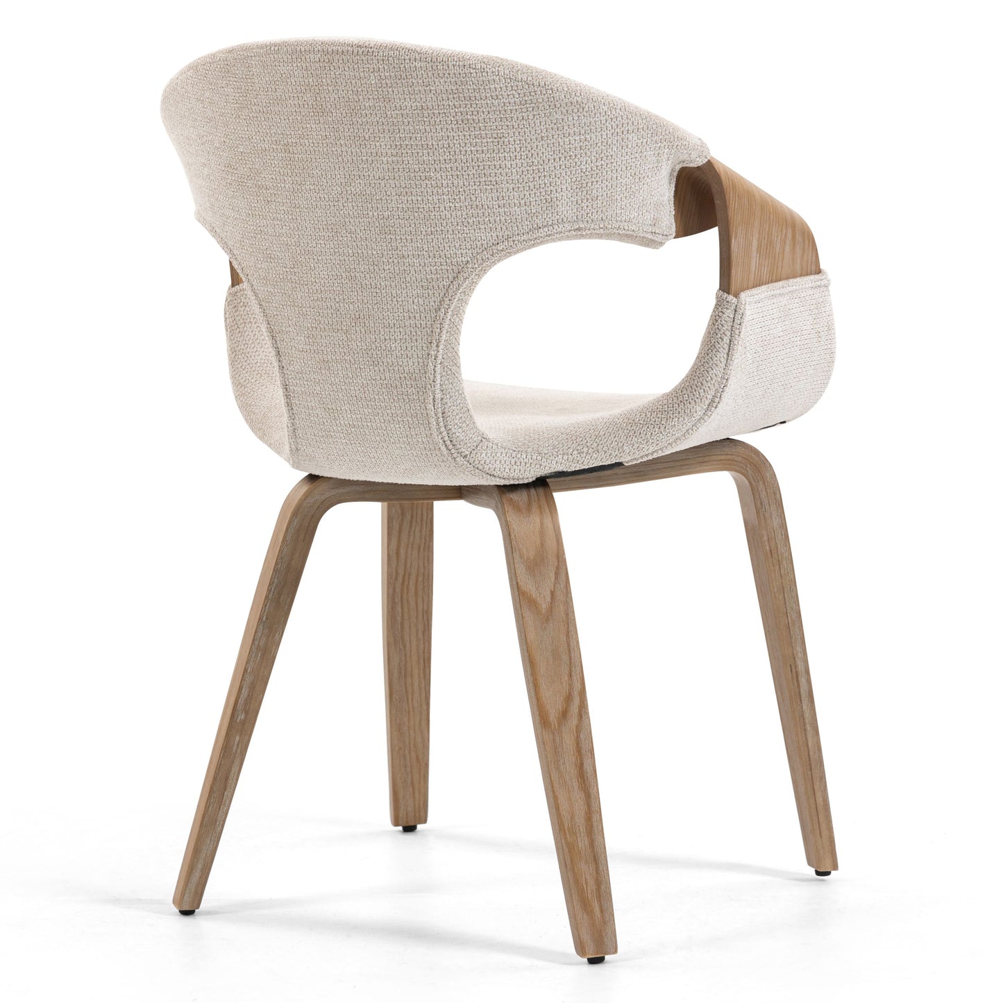 Set of 2 Baylor Beige Fabric Dining Chair with White Washed Wooden Legs