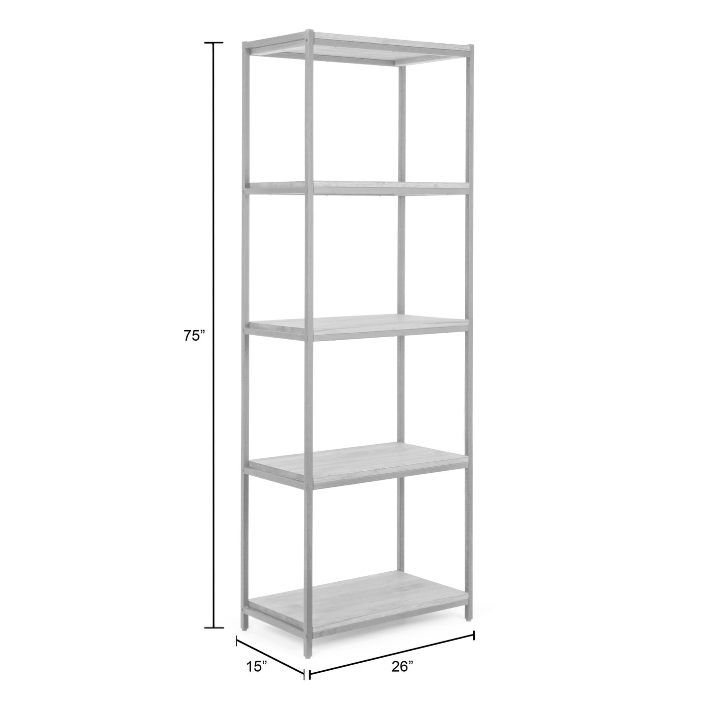 Ailis Brown 75" Pine Wood Shelf Etagere Bookcase Media Center with Metal Frame