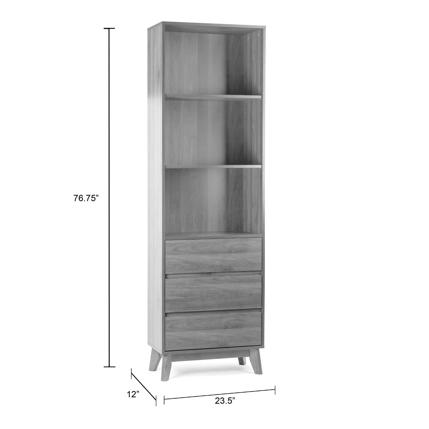 Anson Bookcase Display Shelf Media Tower with Drawers