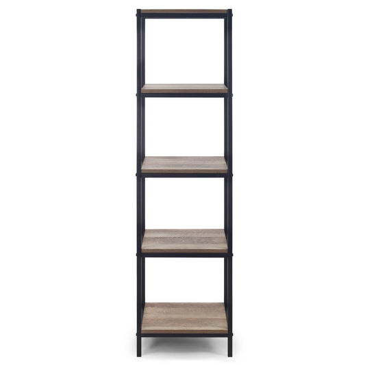 August 57.25 In. Light Brown Shelf Etagere Bookcase Media Center with Metal Frame