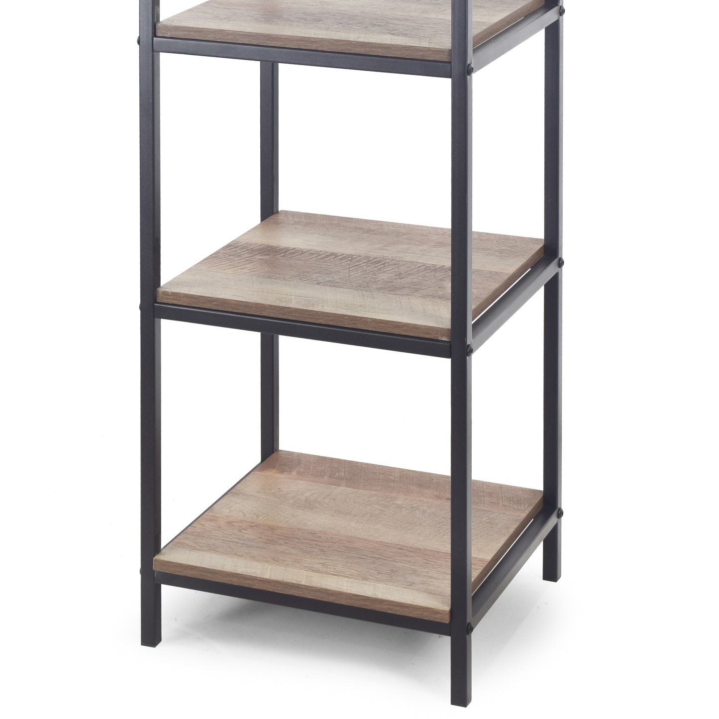 August 57.25 In. Light Brown Shelf Etagere Bookcase Media Center with Metal Frame