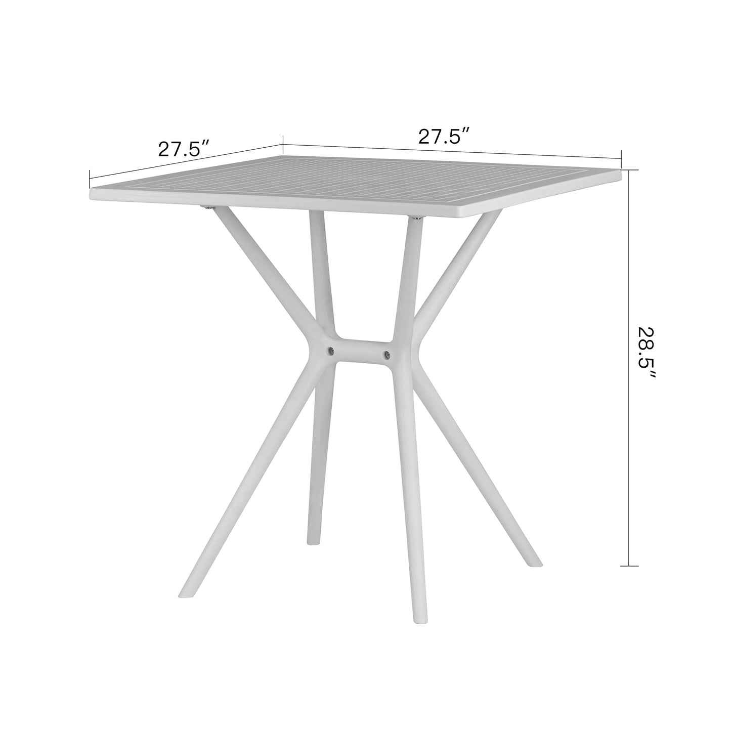 Basma White Plastic Square Dining Table